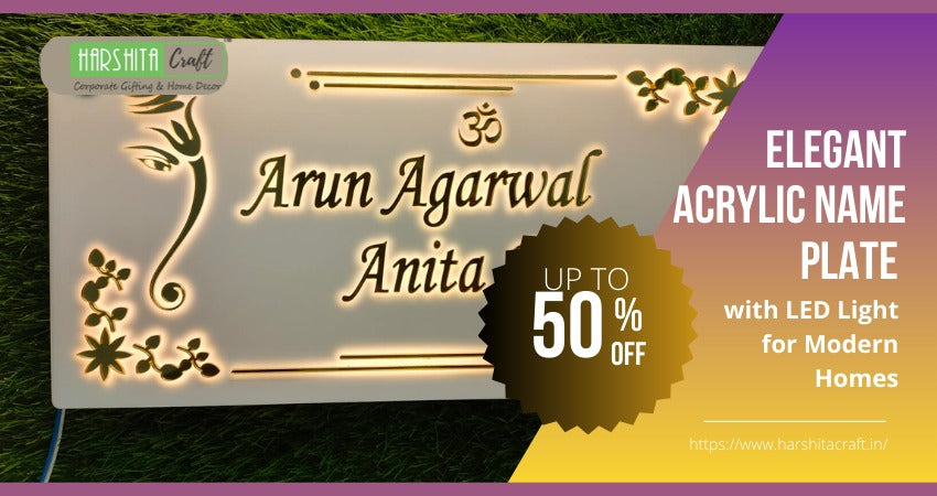 Elegant Acrylic Name Plate with LED Light for Modern Homes