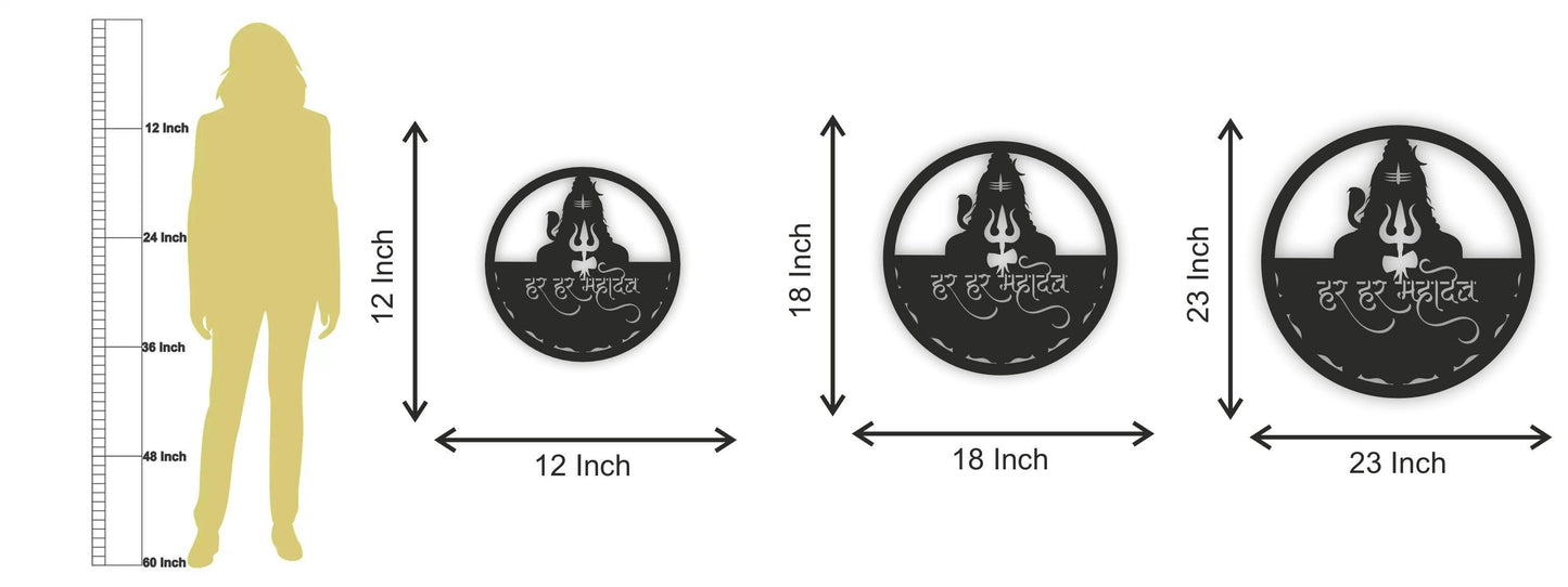 Har Har Mahadev LED Wall Decor MDF Wood Backlit Wall Art With LED Light For Living Room - Decor Mantra
