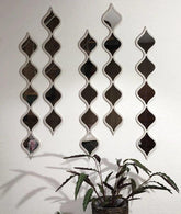 Classic Decorative Water Drop Mirror Strips with Silver Wooden Finish - Decor Mantra