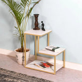 3-Tier Modern Side Table with Storage Shelf with Golden Metal Finish - Decor Mantra