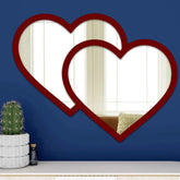Beautiful Atractive Heart Shape Mirror with Red Finish Frame - Decor Mantra