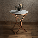 Premium Copper Metal Finish Coffee Side Table with Marble Top - Decor Mantra