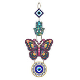 Designer Butterfly Wooden Wall Hanging for Home Decor | Hamsa Hand Decoration Livingroom | Modern Artwork Items | Peace Charm Accent | Door Decorative Hangings (WH_8508N) - Decor Mantra