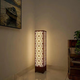 Pillar Shape Floor Lamp With Flower Pattern Design For Living Room, Bedroom - Decor Mantra