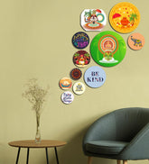 Decorative Wooden Wall Hanging Decoration Item for Home | Office | Gift | Decor Art | Livingroom, Bedroom | Stylish Modern Artwork (WPS_145N) Pack of 11 Pieces - Decor Mantra