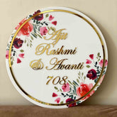 Personalised Printed Floral Round Acrylic Nameplate