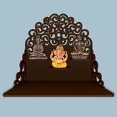 Classic Pattern Designer Wall Hanging Wooden Temple/ Pooja Mandir Design with Shelf, Brown Color - Decor Mantra