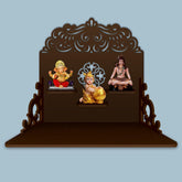 Designer Aesthetic Pattern Wall Hanging Wooden Temple/ Pooja Mandir Design with Shelf, Brown Color - Decor Mantra