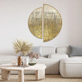 Abstract Acrylic with Golden Glitter Art Semi Circle Frames Set Of 2 - Decor Mantra