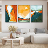 Abstract Art Landscape Floating Canvas Wall Painting Set of Three - Decor Mantra