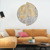 Abstract Retro Golden Art Semi Circle Frames Set Of 2