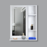 Aesthetic Wooden Bathroom Cabinet Mirror with 4 Spacious Shelves with White Finish - Decor Mantra