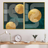 Golden Birds Flying Floating Acrylic Wall Painting Set of 2 - Decor Mantra