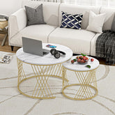 Modern Faux Marble Attractive Design Rounded Coffee Table - Decor Mantra