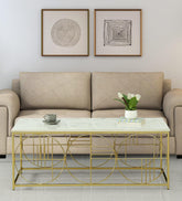 Coffee Table Featuring a Porcelain Top and Matte Gold Finish - Decor Mantra