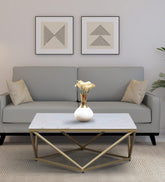 Square Coffee Table Featuring a Gold Finish and Marble Surface - Decor Mantra