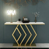 Classic Design Golden Console Table in Geometric Pattern - Decor Mantra