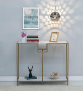 Console Table with White and Gold Metal Design - Decor Mantra