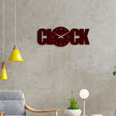 Clock Text Shape Designer Wooden Wall Clock - Decor Mantra