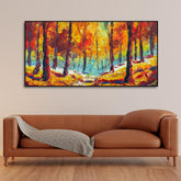 Nature Wall Painting of Colorful Autumn Season Forest - Decor Mantra