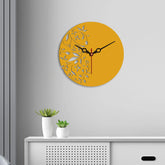 Floral Pattern Shape Designer Wooden Wall Clock - Decor Mantra