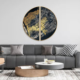 Golden Textured Pattern Art Semi Circle Frames Set Of 2 Decor Mantra