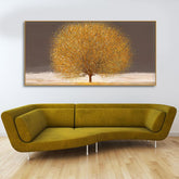 Golden Tree with Elements of gold textures Wall Painting - Decor Mantra
