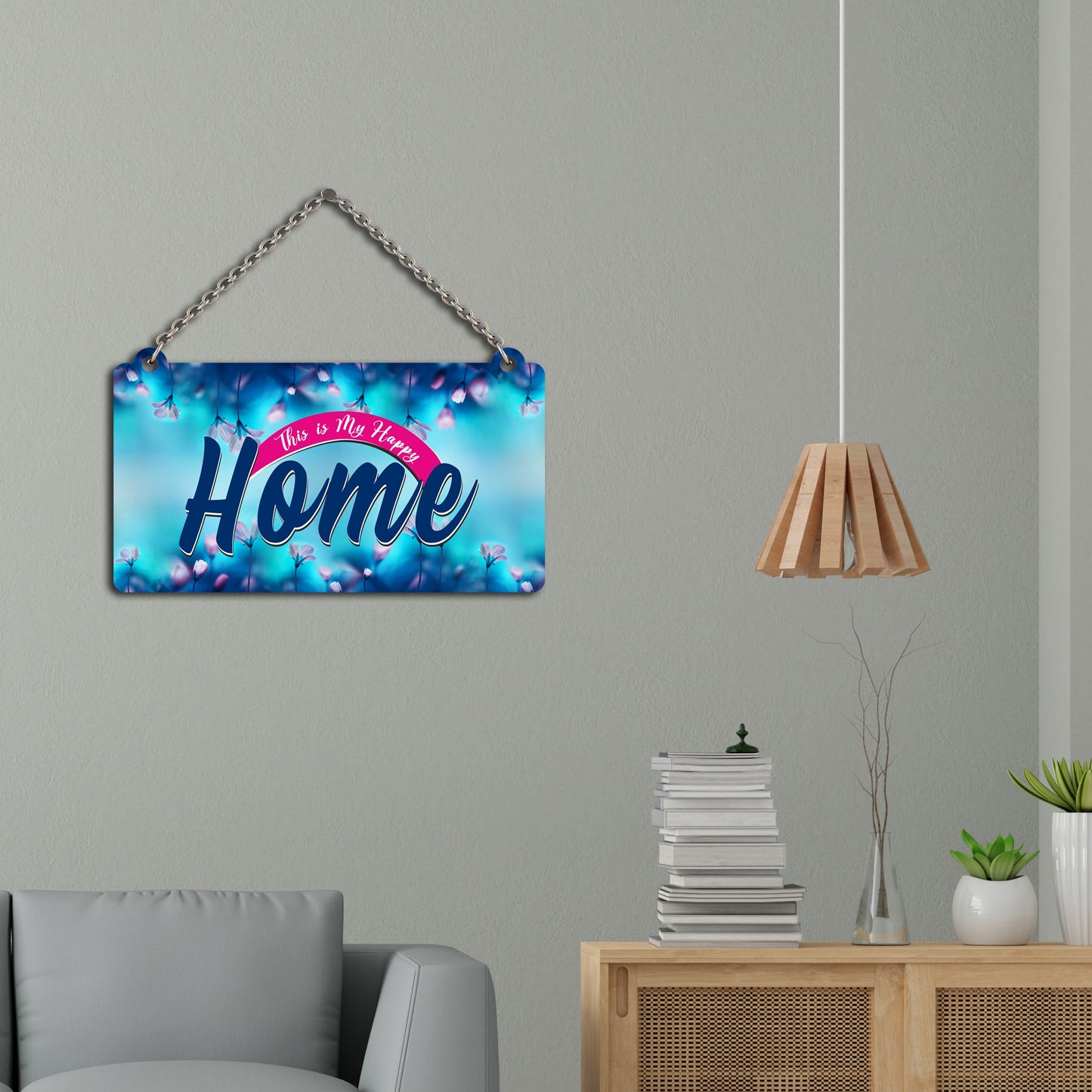 Happy House Quote Decorative Wooden Wall Hanging For House