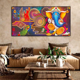 Auspicious Lord Ganpati Ganesha Canvas Wall Painting - Decor Mantra
