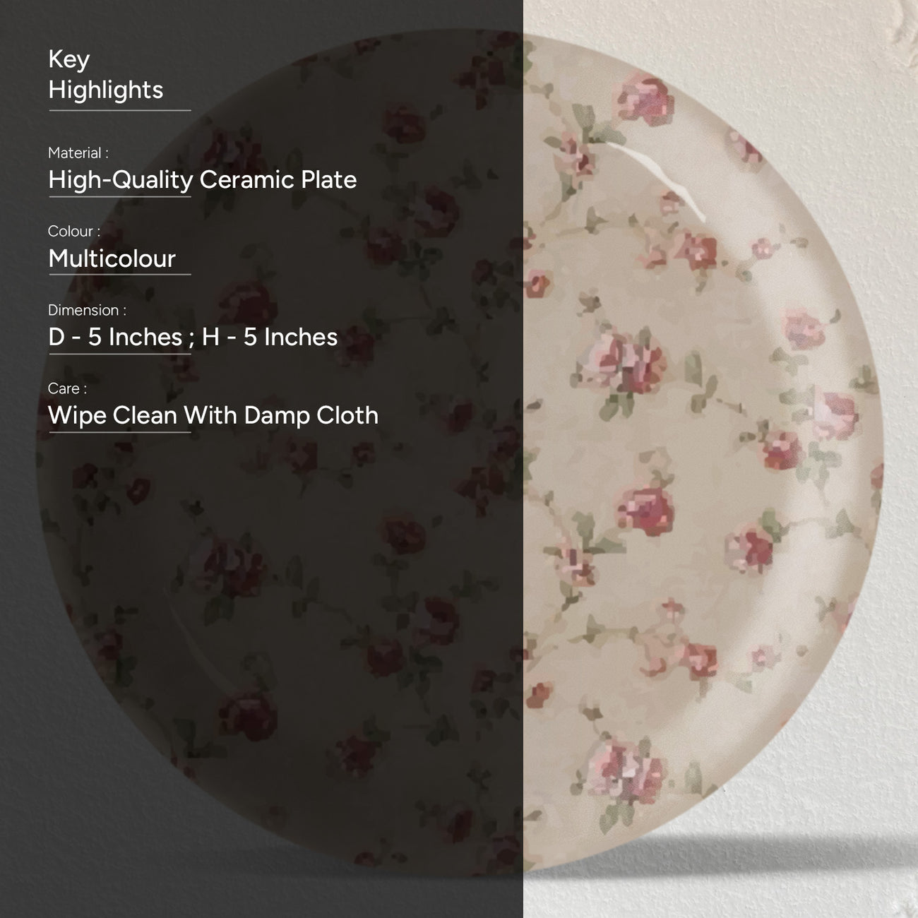 English Floral Wall Plate Set of 4
