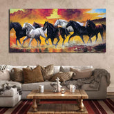 Seven Horse Running Abstract Wall Painting - Decor Mantra