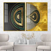 Luxurious Circular Pattern Acrylic Floating Wall Painting Set of 2 - Decor Mantra