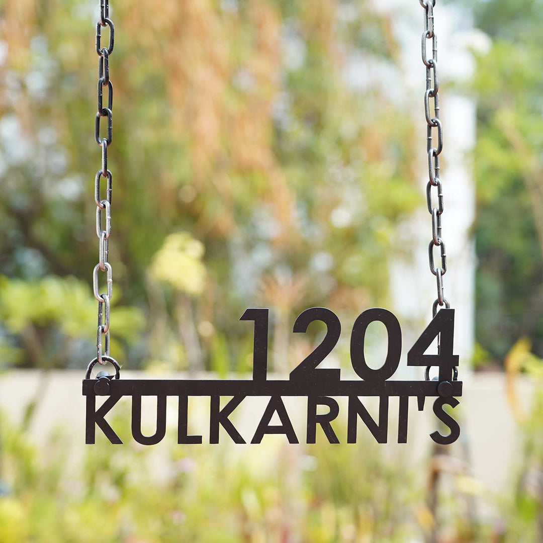 Personalized Modern Weatherproof Name Plate with House Number