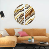Luxurious Golden Marble Texture Art Semi Circle Frames Set Of 2 - Decor Mantra