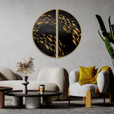 Modern Golden Fish Texture Art Semi Circle Frames Set Of 2 Decor Mantra