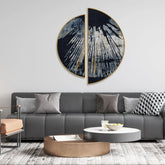 Modern Golden Line Art Textured Design Semi Circle Frames Set Of 2 Decor Mantra