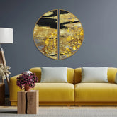Modern Golden Texture Art Semi Circle Frames Set Of 2 Decor Mantra