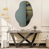 Modern Irregular Bathroom Wall Mounted with Black Wooden Finish - Decor Mantra