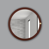 Modish Circular Wooden Bathroom Cabinet Mirror with 2 Spacious Shelves with Brown Finish - Decor Mantra