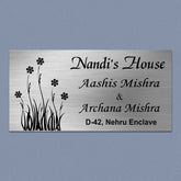 Personalized Stainless Steel Metal Name Plate for Home – Floral Design