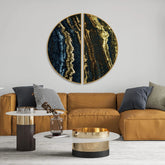 Premium Gold and Black Layered Marble Textured Semi Circle Frames Set Of 2 Decor Mantra