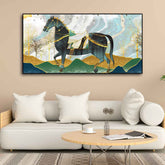 Premium Wall Painting of Horse and Golden trees with Colored Mountains