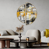 Psychedelic Abstract Art Semi Circle Frames Set Of 2 Decor Mantra