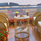 Double Layer Marble Side Table with Sturdy Iron Stand - Decor Mantra