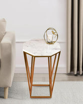 Luxurious Hexagon Marble Accent Table