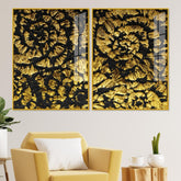 Luxurious Abstract Golden Textural Art Acrylic Floating Wall Painting Set Of 2 - Decor Mantra