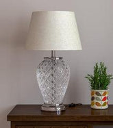 Silver Finish Diamond Cut Glass Lamp - Decor Mantra