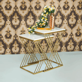 White Marble Golden Iron Stand Side Coffee Table Set of 2 - Decor Mantra