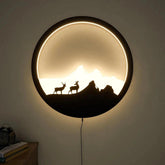 Beautiful Scenery Deer Wooden LED Wall Light Backlit Wall Art - Decor Mantra