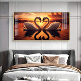 Loving Swan in Sunset in Premium Acrylic Horizontal Wall Art - Decor Mantra
